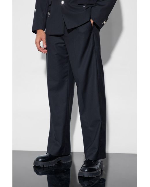 BoohooMAN Black Relaxed Fit Suit Pants for men