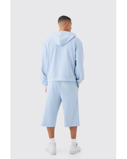 BoohooMAN Blue Oversized Boxy Heavyweight Hoodie for men