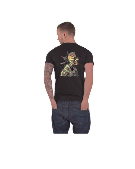 BoohooMAN Blue Slipknot Skeleton And Pentagram T Shirt for men