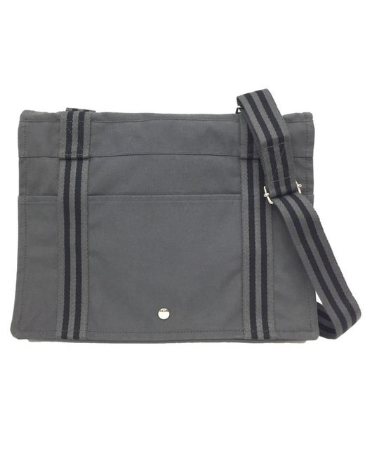 BoohooMAN Hermes Preloved Canvas Messenger Bag Gray Unisex - Grey Shoulder Bags for men