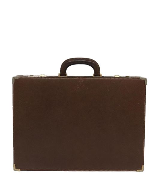 BoohooMAN Gucci Preloved Leather Briefcase Unisex - Brown Travel Bags for men