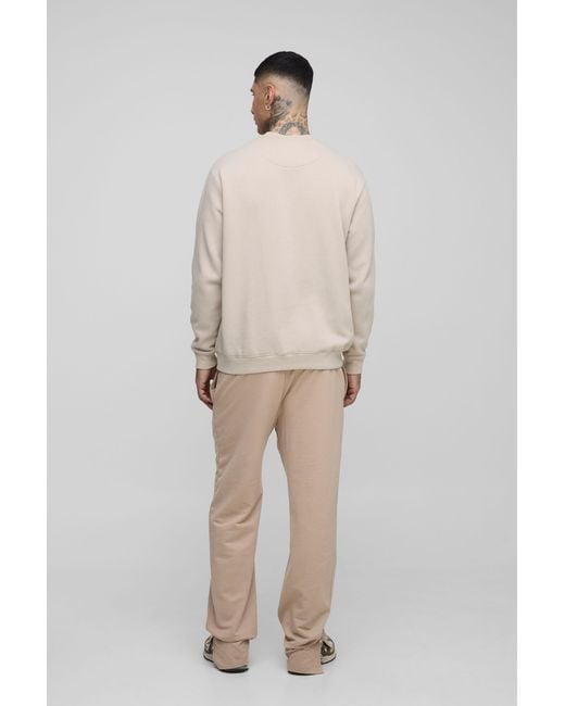 BoohooMAN Natural Tall 260Gsm Loopback Regular Fit Split Hem Basic Sweatpants for men