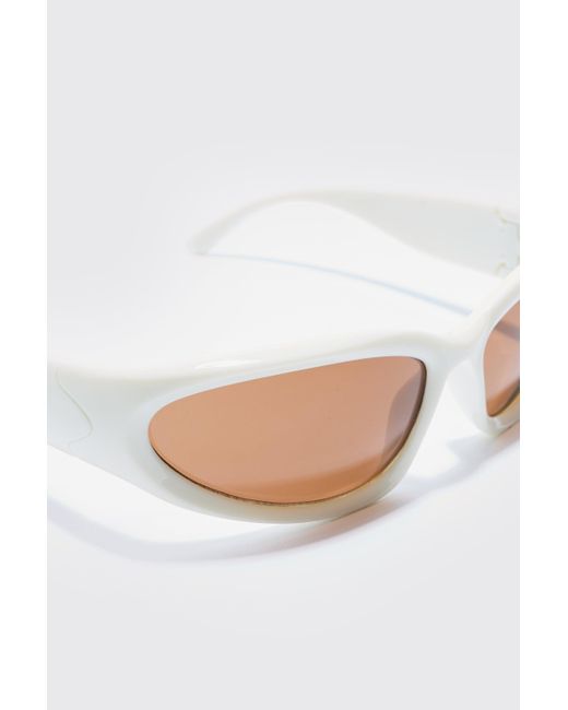 BoohooMAN White Racer Sunglasses for men