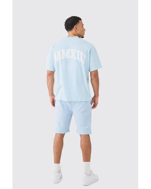 BoohooMAN Blue Loose Fit Mid Length Heavyweight Short for men
