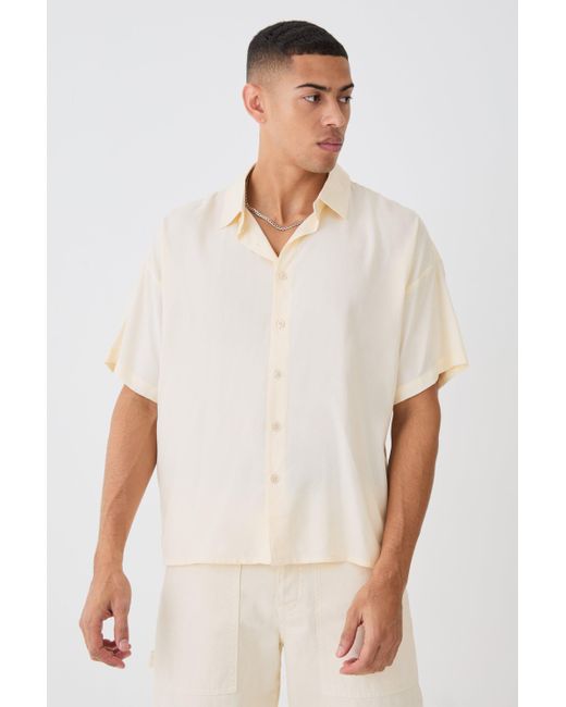 BoohooMAN White Plain Viscose Boxy Shirt for men
