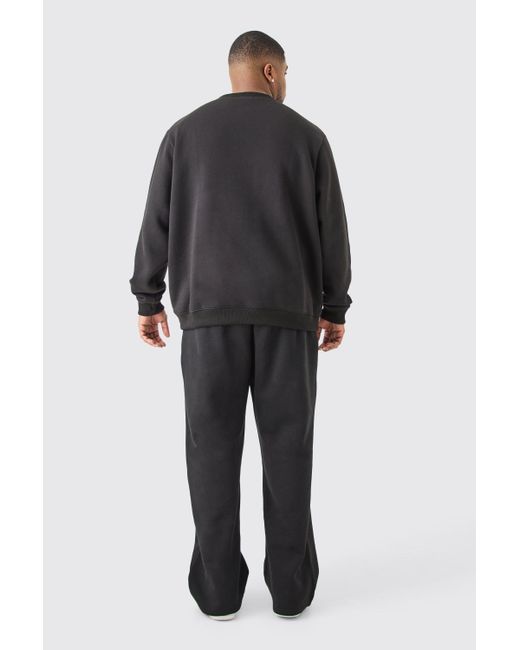 BoohooMAN Gray Plus Basic Sweatshirt In Black for men