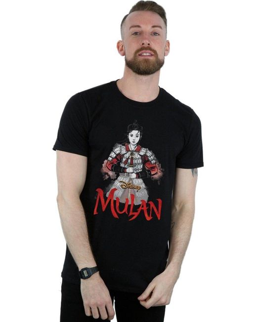 BoohooMAN Black Disney Mulan Movie Sword Pose T-shirt for men