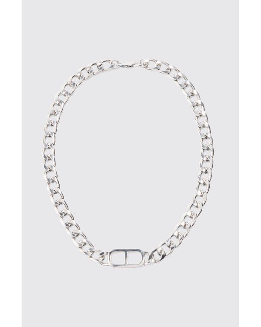 BoohooMAN Chunky Metal Necklace In Silver in White für Herren