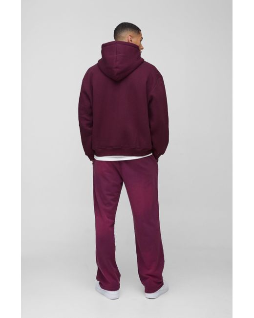 BoohooMAN Oversize Hoodie mit BM-Applikation und Reißverschluss in Purple für Herren