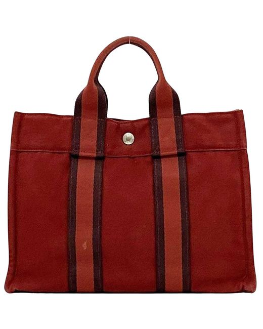 BoohooMAN Hermes Preloved Canotier Tote Bag Unisex - Red Handbags for men