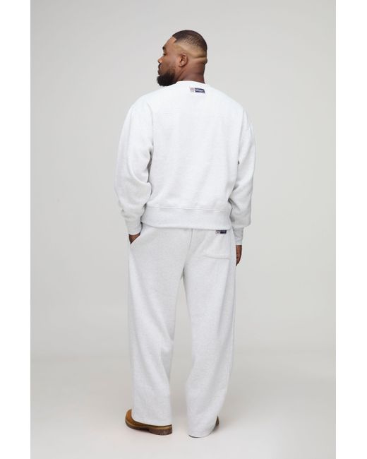 BoohooMAN White Plus Relaxed Pintuck Seam Detail Sweatpants for men