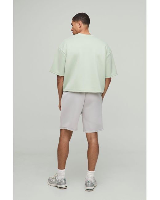 Camiseta Oversize Recta De Scuba Con Mangas A La Mitad Boohoo de color Green