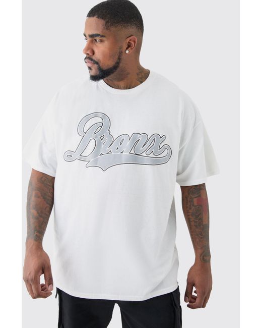 BoohooMAN White Plus Bronx Print T-shirt for men