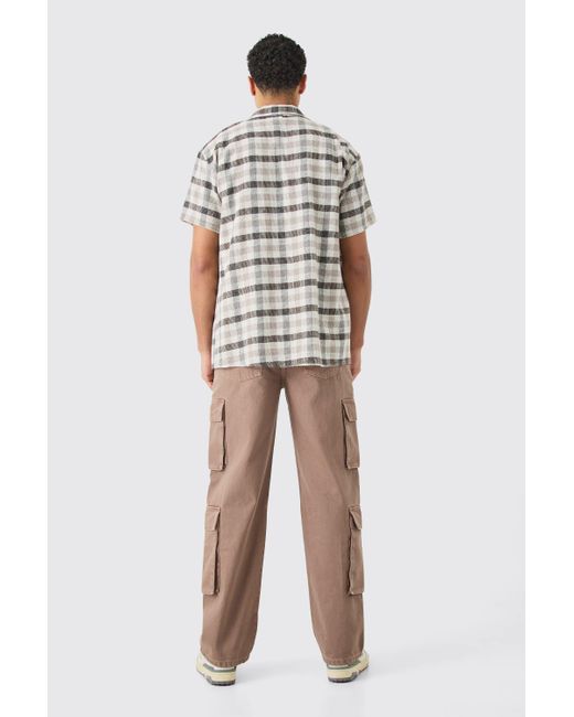 Boohoo Brown Oversized Mini Textured Flannel Shirt