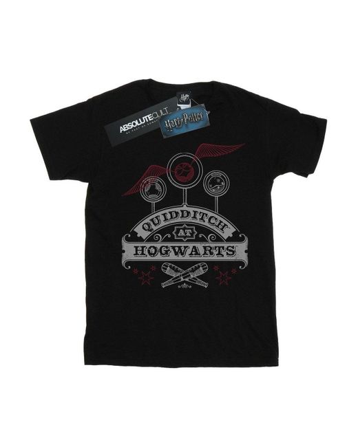 BoohooMAN Black Harry Potter Quidditch At Hogwarts T-shirt for men