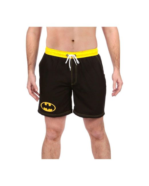 BoohooMAN Black Dc Comics Batman Swim Shorts With Pockets for men