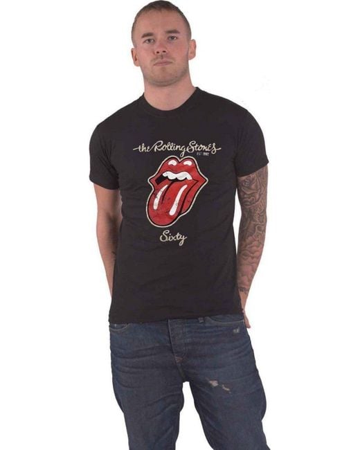 BoohooMAN Black The Rolling Stones Sixty Plastered Suede T-shirt for men