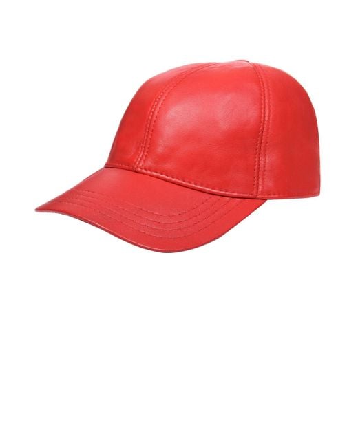 BoohooMAN Red Infinity Leather Real Nappa Leather Adjustable Golf Snapback Plain Baseball Cap Hat for men