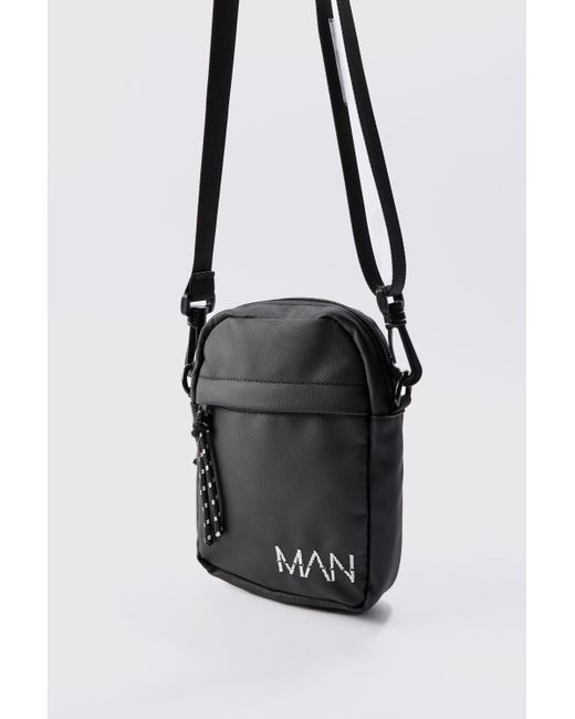 BoohooMAN White Basic Messengar Bag In Black for men