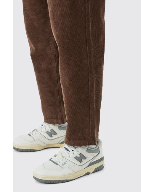 BoohooMAN Brown Elastic Waist Skate Cord Pants In Chocolate for men