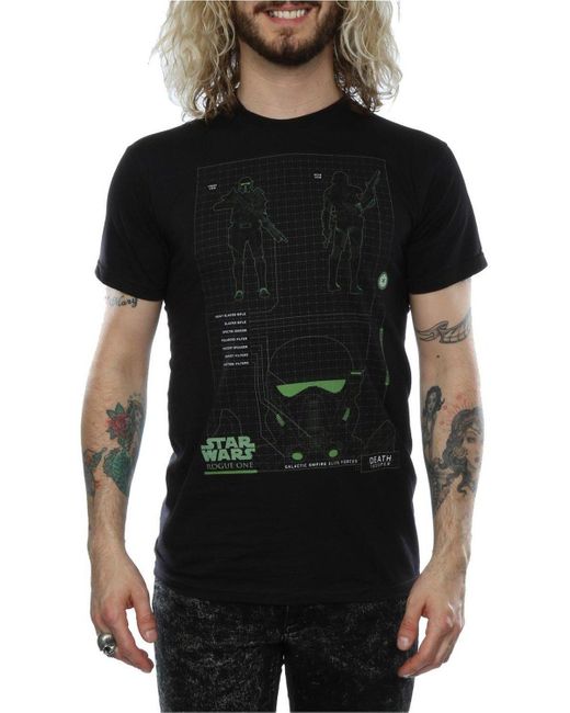 BoohooMAN Black Star Wars Rogue One Death Trooper Schematic T-shirt for men