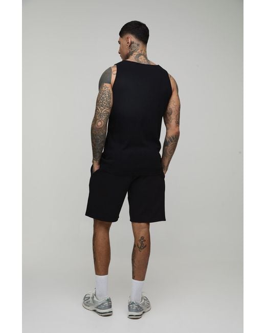 BoohooMAN Black Tall Regular Fit Basic Ribbed Vest for men