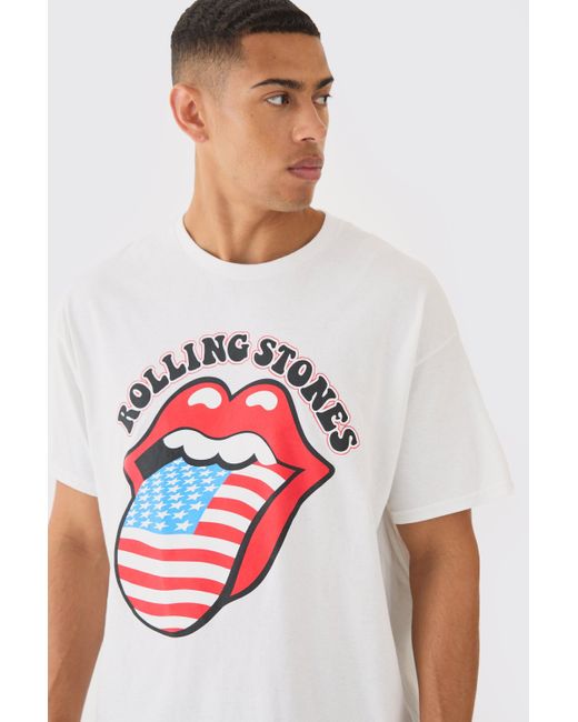 BoohooMAN Red Oversized Usa Rolling Stones License T-shirt for men
