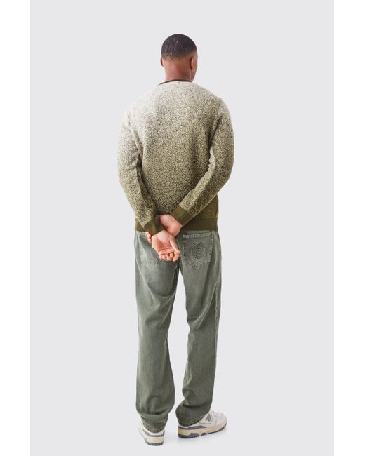 BoohooMAN Green Regular Fit Ombre Knitted Crew Neck for men