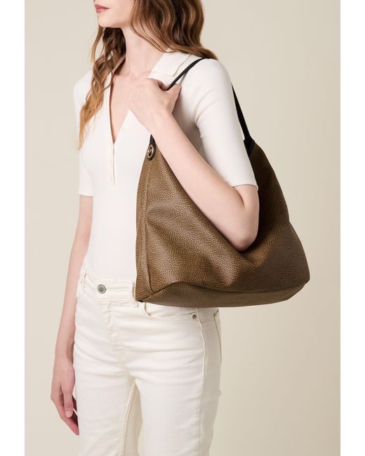 Flight Borsa Hobo Medium di Borbonese in Natural