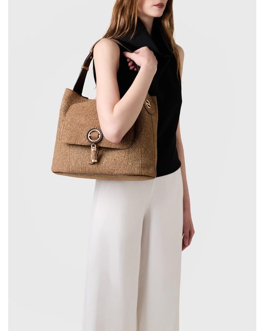 Premiere Borsa Hobo Medium di Borbonese in Natural