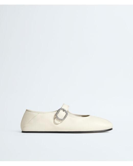 Bottega Veneta White Veneziana Mary-Jane Ballerina