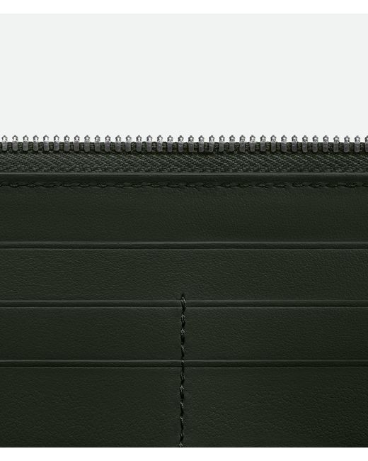 Bottega Veneta Black Intrecciato Piccolo Zip Around Wallet for men