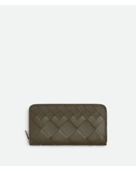 Bottega Veneta Green Intrecciato Zip Around Wallet for men