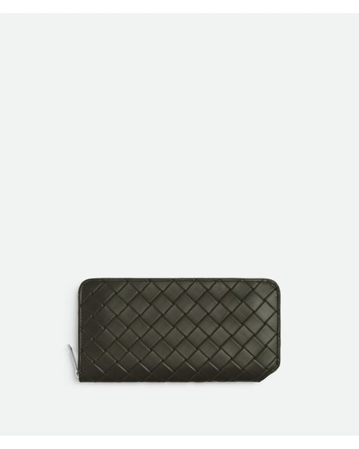 Bottega Veneta Green Intrecciato Stamp Zip Around Wallet for men