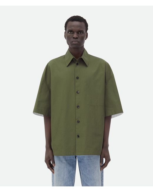 Camicia In Cotone Compatto di Bottega Veneta in Green da Uomo