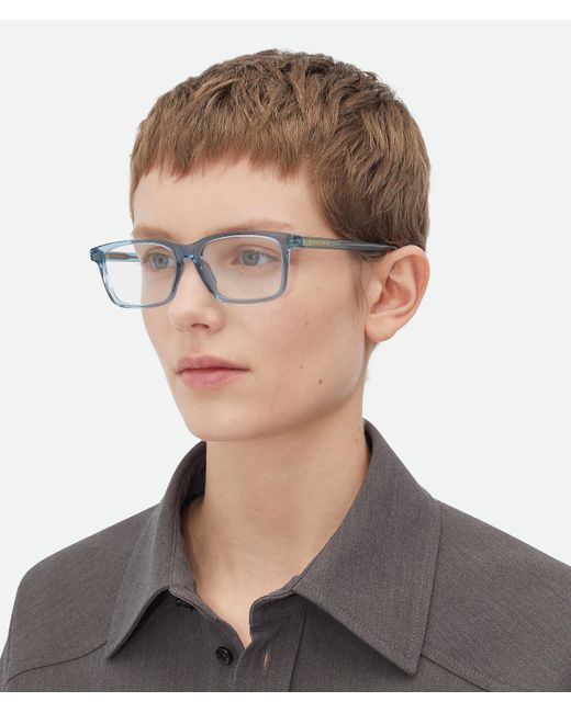 Bottega Veneta Blue Classic Rectangular Eyeglasses
