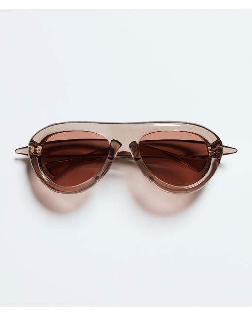 Bottega Veneta Brown Sardine Aviator Sunglasses