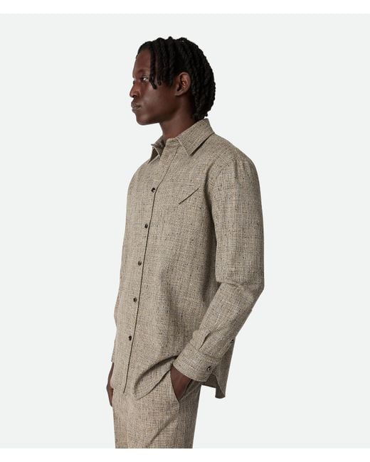 Bottega Veneta Meliertes Viskosehemd in Gray für Herren