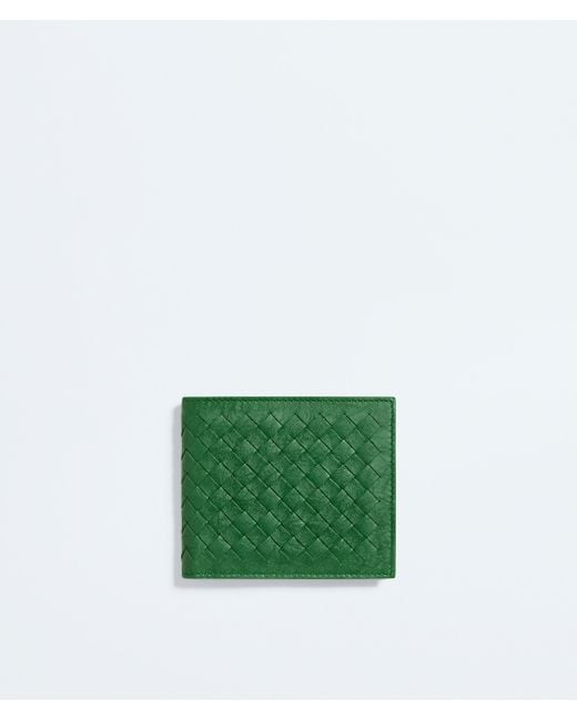 Bottega Veneta Green Woven Mycelium Bi-Fold Wallet for men