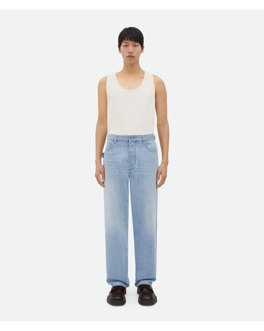 メンズ Bottega Veneta ワイドレッグ ライトブリーチ デニム Blue