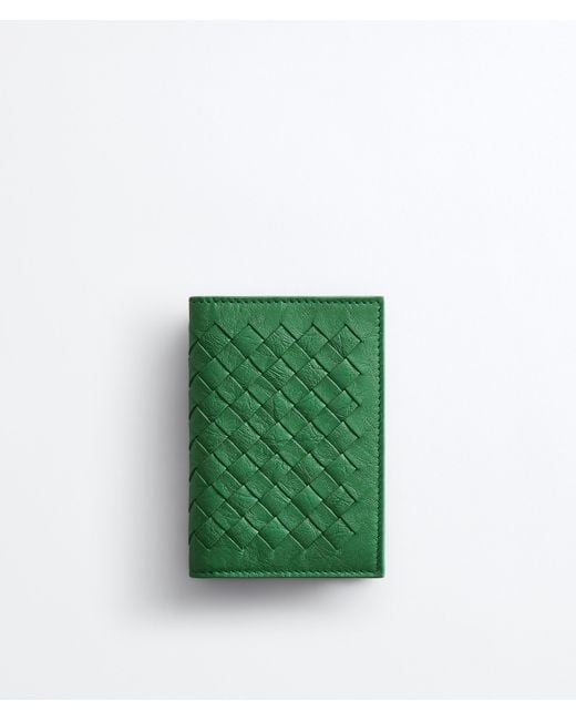 Bottega Veneta Green Woven Mycelium Flap Card Case for men
