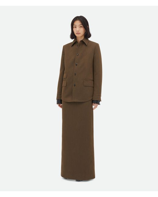Bottega Veneta ソフト ウールツイル オーバーシャツ Brown