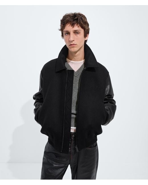 Bottega Veneta Black Wool And Leather Blouson for men