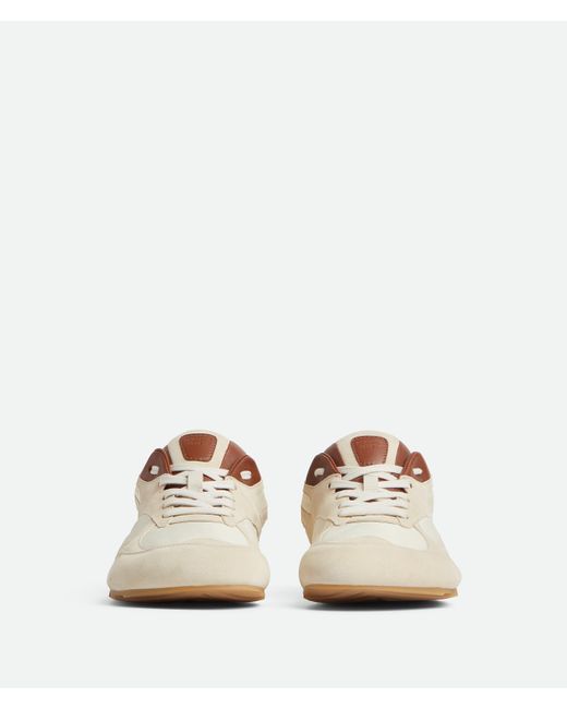 Bottega Veneta White Orbit Flash Suede-Trimmed Sneakers