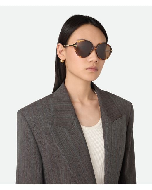 Bottega Veneta ドロップ スクエア サングラス Brown