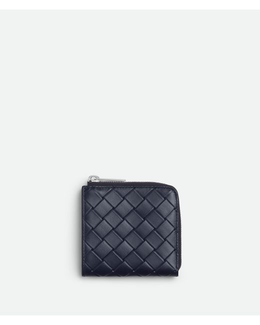 Bottega Veneta Quadratisches Intrecciato Stamp Portemonnaie Mit Umlaufendem Zip in Blue für Herren