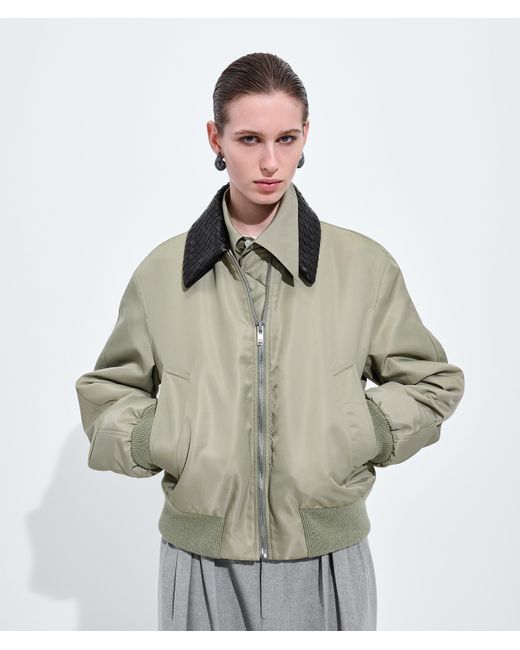 Bottega Veneta Gray Satin Nylon Blouson