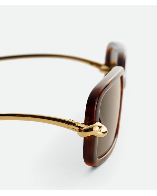 Bottega Veneta Brown Knot Rectangular Sunglasses