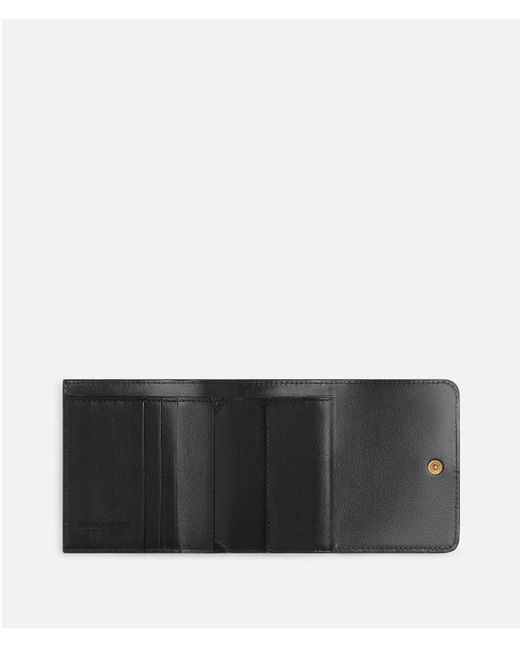 Bottega Veneta イントレチャート 三つ折りウォレット Black