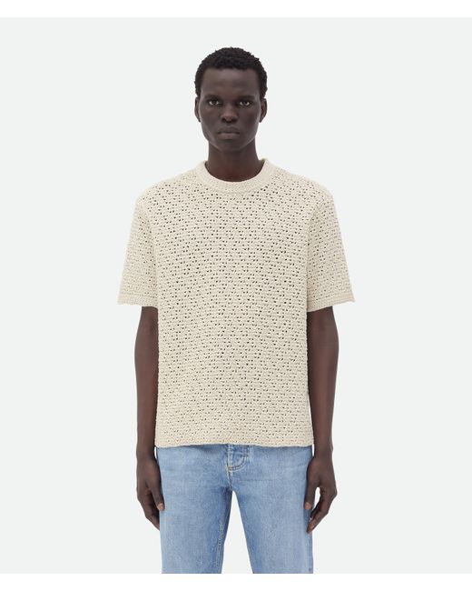 T-shirt En Coton Crocheté Bottega Veneta pour homme en coloris Natural